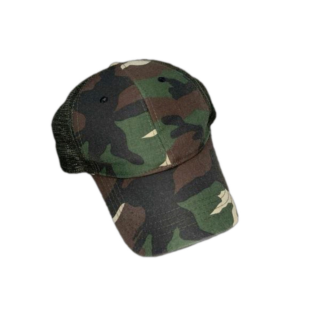 Camo Womens hat for pony tail & bun